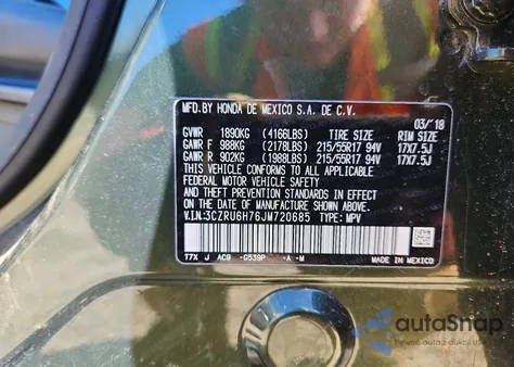 2018 Honda Hr-V Exl z USA, uszkodzony, nr VIN 3CZRU6H76JM720685